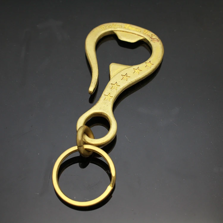 Solid Brass Key chain Keyring Hook Bottle Opener EDC Outdoor in Key