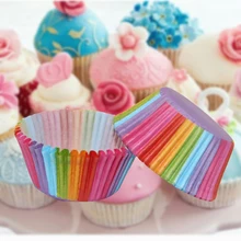 100 шт Красочные разноцветная бумага торт форма для порционного кекса выпечки кексов коробка чашки чехол поднос для вечеринок торт формочка, Инструменты для декорирования