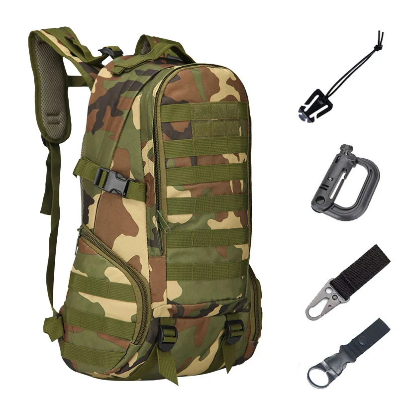 35Л Большой Вместительный тактический рюкзак, Военный стиль, походный рюкзак, сумка для охоты, походов, армейская камуфляжная спортивная сумка, водонепроницаемая - Цвет: Bag and hooks