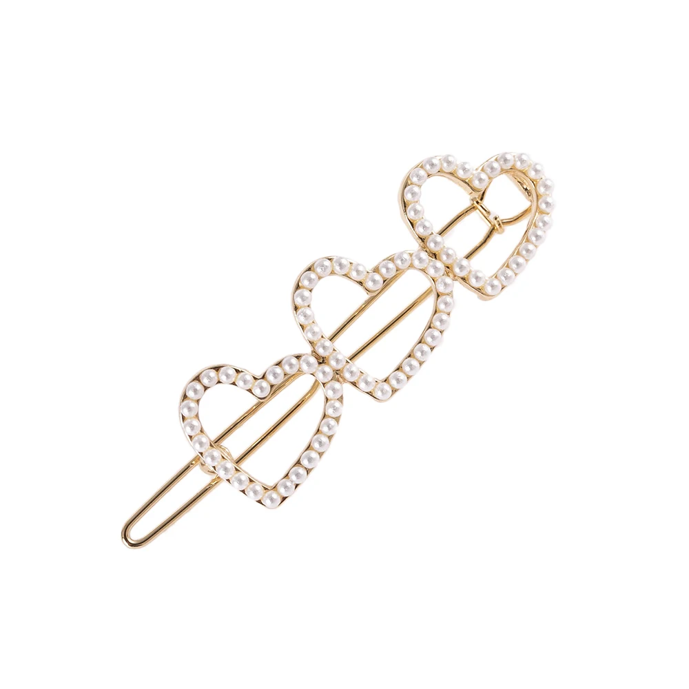 

Love Hair Clips Crystal Stars Pearl Barrettes Metal Hairpin Women Hair Jewelry Wedding Head Gold Pins Jewelry Accessories 2019