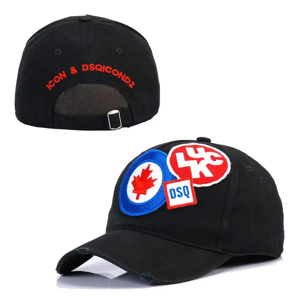 Бейсбольная кепка Casquette забавная Мужская Черная из хлопка буквы DSQ Homme шапки для