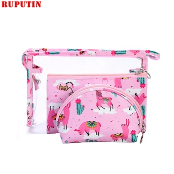 

RUPUTIN New 3 Piece Travel PVC Cosmetic Bags Portable Wash Bags Transparent Handing Makeup Bag Bathroom Stroage Toiletries Bags