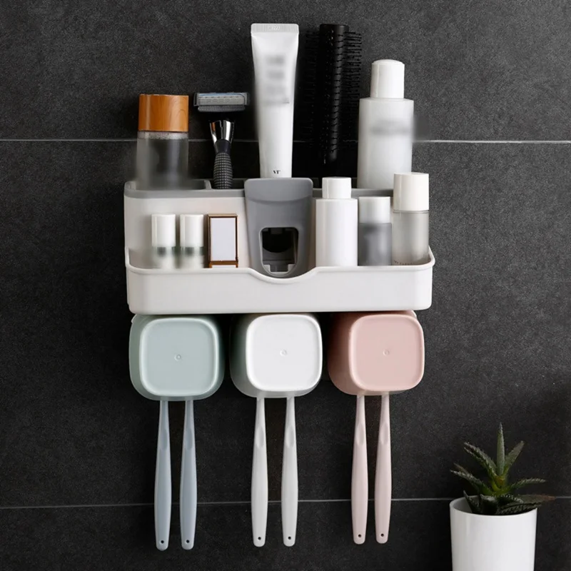 

Toothbrush And Toothpaste Holder Wall Mount For Bathroom Organizer Rack