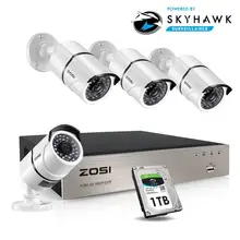 ZOSI HD 8CH CCTV Системы комплект Полный 1080P DVR 4 шт. 2.0MP 1920TVL уличная инфракрасная камера видеонаблюдения Системы 8-канальный сетевой видеорегистратор видеонаблюдения комплект