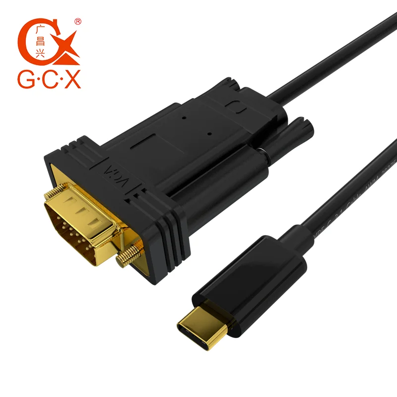 

G.C.X Type C to VGA Cable 1080P 60Hz For Apple New Macbook Chromebook Pixel Dell XPS 13 USB-C to VGA Cable Adapter