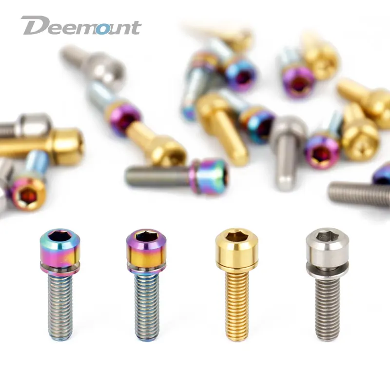 Deemount M5x20mm велосипедные болты для выноса руля с шестигранной головкой с шайбой MTB горный велосипед Ti TC4 винт цикл крепления запчасти 6 шт