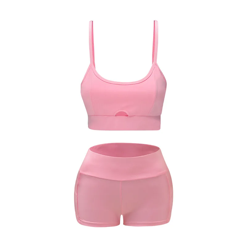 Sports Suit Women Running Gym Fitness Clothing Green And Pink Yoga Bra + Short Leggings Yoga Set Workout Clothes for Women (5)