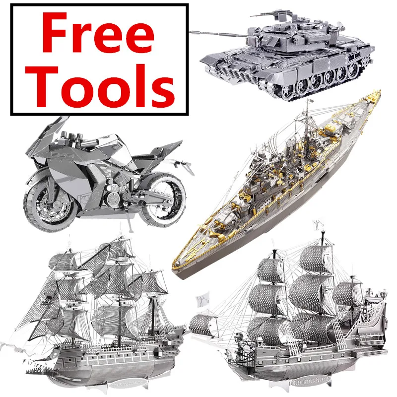 

3D metal puzzle battleship Tank military Assembly metal Model kit DIY 3D Laser Cut Model puzzle toys gift