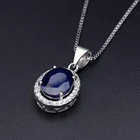 Gem's Ballet Natural Natural Blue Sapphire Real 585 14K 10K 18K Gold 925 Silver Pendant Necklace For Women Necklace Jewelry - Image 4