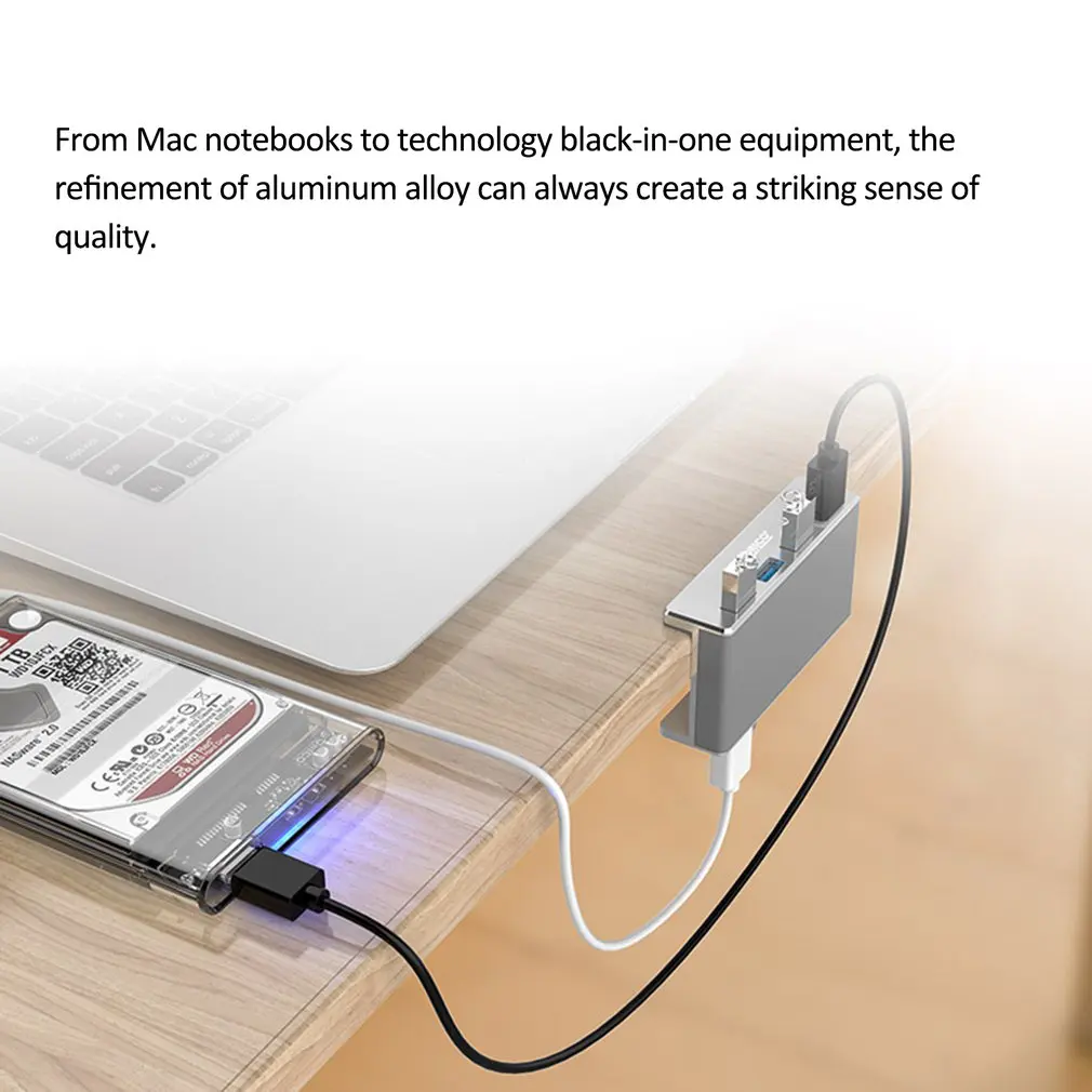 Алюминиевый Концентратор ORICO с 4 портами USB 3,0 с зажимом для настольного ноутбука, расширенный многоинтерфейсный концентратор