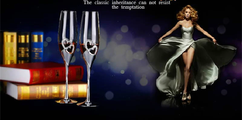 2 предмета Комплект Романтические свадебные торжественные шампанского Купе Кубок, бокал для вина брак кристалл флейты бокалы для бренди чашки украшения