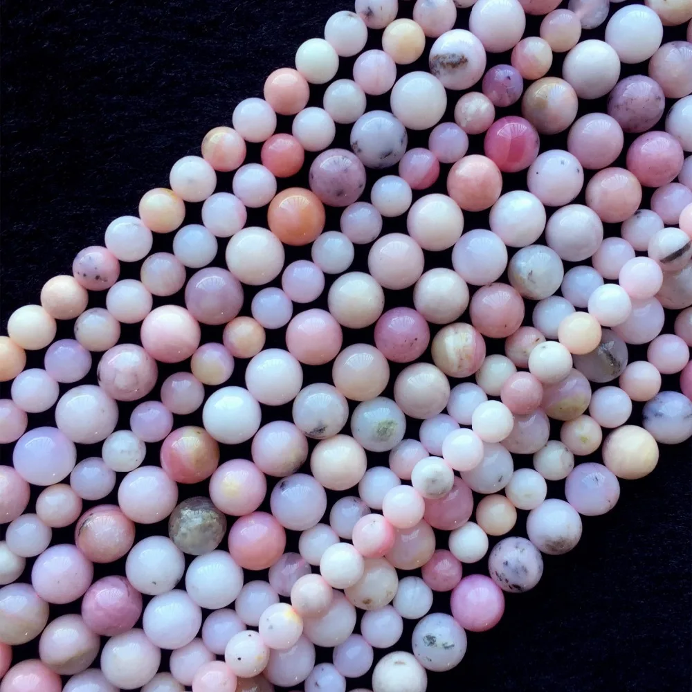 

Natural Genuine Peru Pink Opal Round Loose Small Jewelry Gemstones Beads 15" 05760