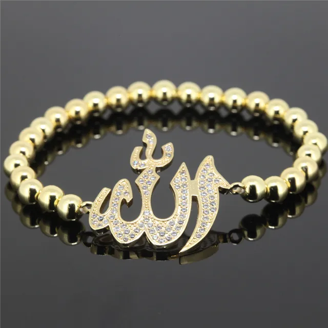 High Quality Allah Muslim Bracelet,Micro Pave CZ Beads Charm Muslim