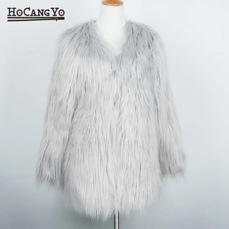 Women's faux fur long hair new autumn and winter spot Foreign trade lady faux fur long-sleeved long coat female (5)