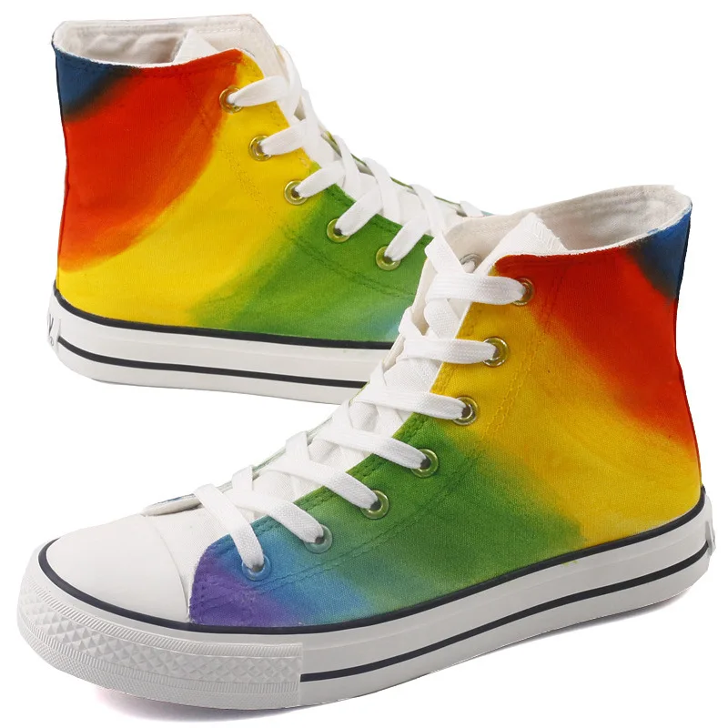 2019 High Help Canvas Shoe Casual Platform Shoes Woman Rainbow Hand Shoes Zapatos De Mujer Sneakers Women Sneaker Femme