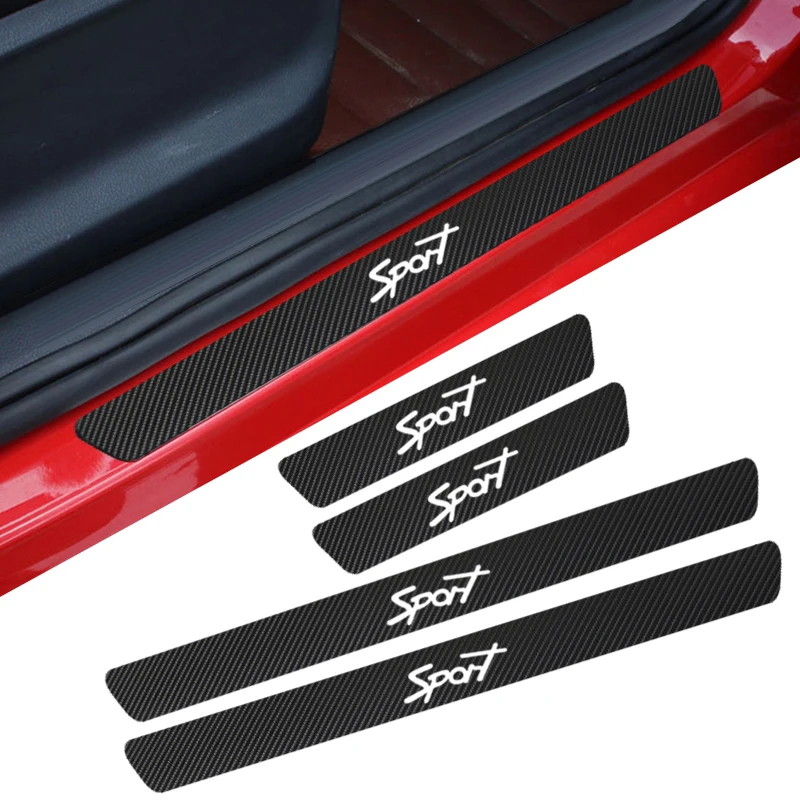 

Carbon Fiber Protect Sticker Look Car Door Plate sill scuff welcome pedal threshold Cover for AUDI Skoda Honda Mazda Sticker