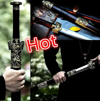 

Top Quallty Damascus Steel/Copper Knife fitted Handmade Boutique Chinese Sword Han Jian Battle Knifes