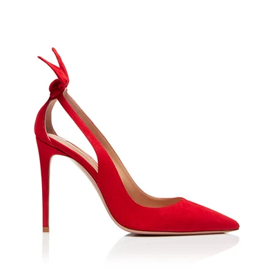 Женская обувь на высоком каблуке с острым носком; женские туфли-лодочки на шпильке с вырезами сбоку; женская свадебная обувь с бантом сзади; zapatos de mujer - Цвет: Красный