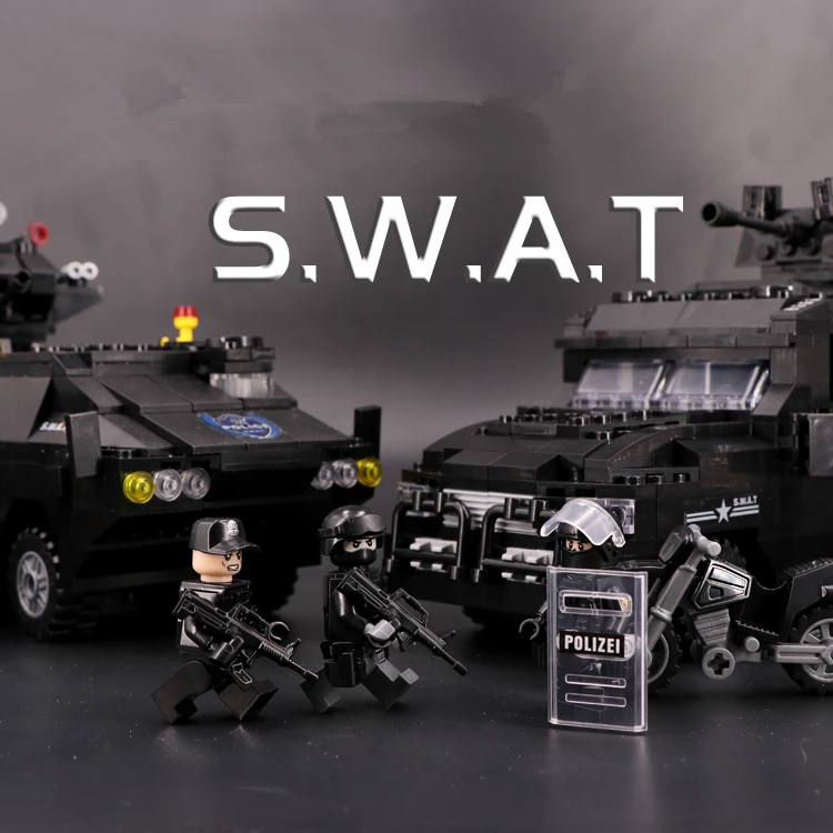 MOC SWAT полицейские автомобили крейсер катер полицейский собака оригинальные блоки игрушки спецназ полицейские военные оружие Модель аксессуары Мини фигурки