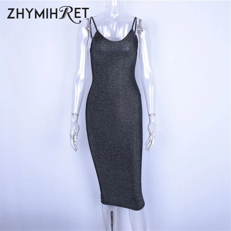 Сексуальное черное платье ZHYMIHRET с люрексом для женщин облегающее вечернее на