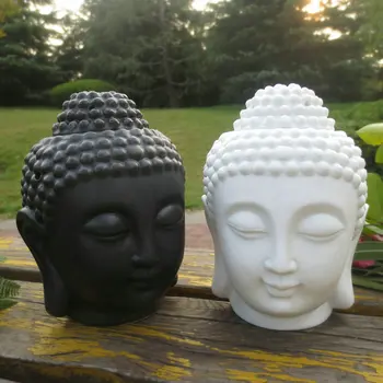 

Home decoration Aroma oil burner ceramic Buddha head candle holders essential oil burner incense base Lavender Assuaging scent