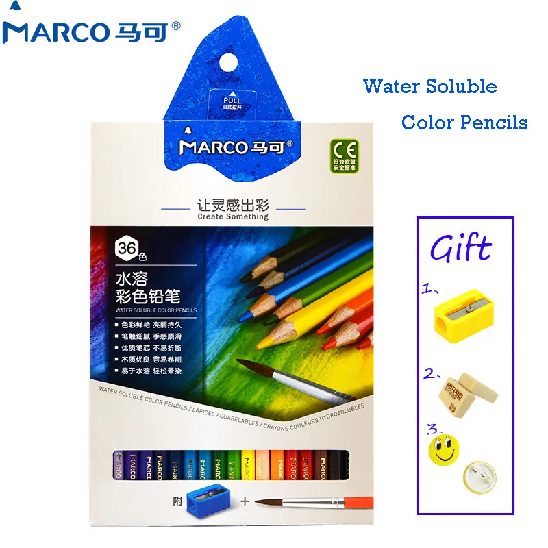 

Marco Watercolor Pencils Writing Office Art Painting 12/24/36/48 Color Hand Painted Lead Water Soluble Color Pencil School Pens