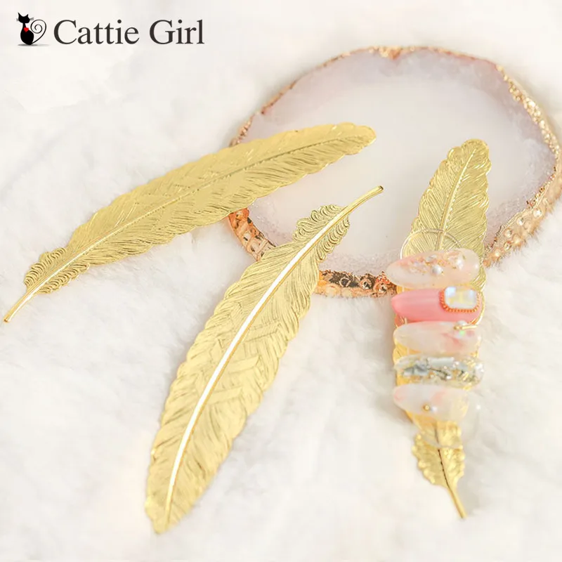 

1Pc Golden Feather Nail Design Display for Professional Nails Salon False Nail Tip DIY Manicure Display Tools