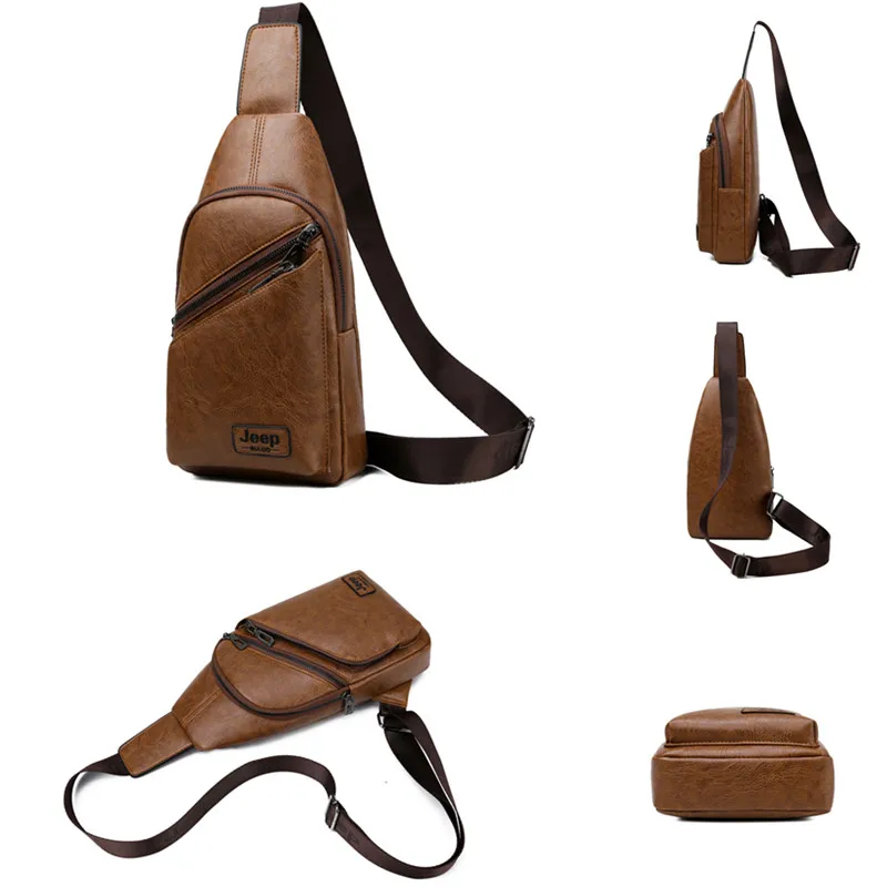 جيب BULUO العلامة التجارية الرجال حقائب بحمالات 2 قطعة/المجموعة جلدية حقيبة صدر للرجال للكلية الطلاب الأزياء عارضة الرجال أكياس Crossbody حقيبة كتف