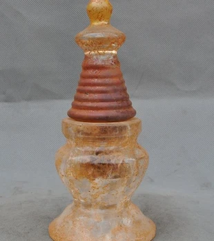 

Collect Rare Old Tibet Buddhism Relic Crystal Carving Tower Stupas Dagoba pagoda
