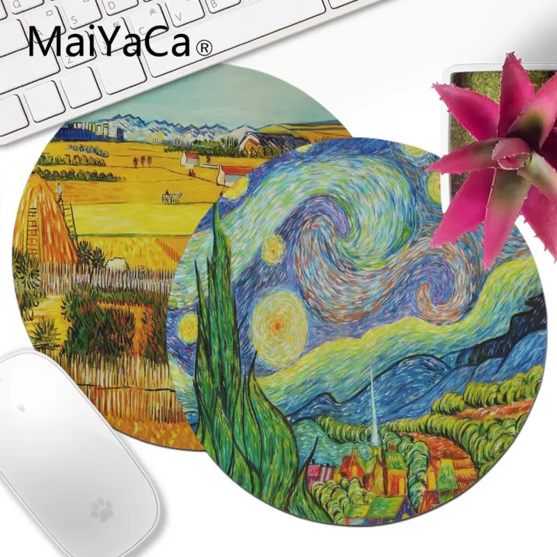 Маленький круглый коврик для мыши MaiYaCa с изображением Ван Гога компьютерный ПК