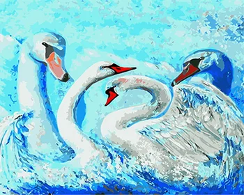 

Frameless oil painting by numbers paint by number for home decor canvas painting 4050 swan family