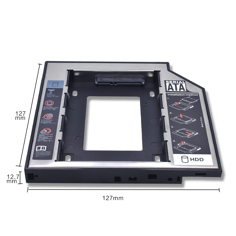 Алюминиевый Универсальный 2-й HDD Caddy 12,7 мм SATA to SATA 3,0 для ноутбука ODD CD-ROM DVD-ROM OptiBay 2," SSD чехол для жесткого диска