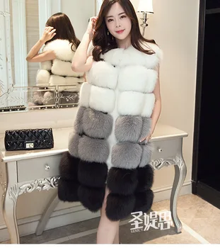 

118 Female autumn and Winter Fur imitation Vest Coat with long color Long Waistcoat Women Faux Fur Clothes