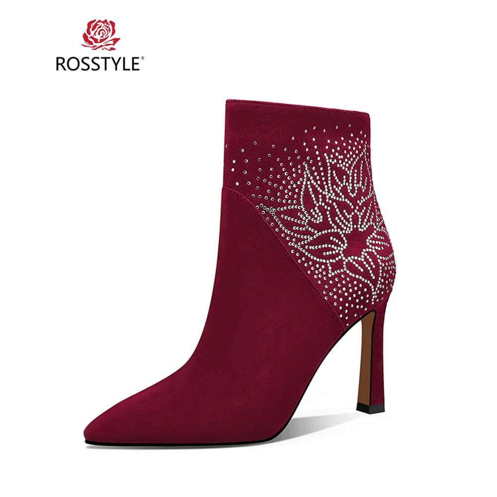 Rosstyle Bottine Haut B71 Femme wine Black Bottes Red Botte Cuir Classique Hiver Qualité Confortable Chaud Mode Véritable Lady Talon En w80OnXPk