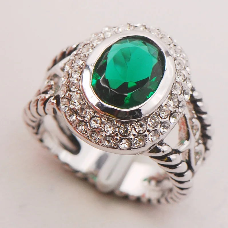 Buy Simulated Emerald Women 925 Sterling Silver Ring
