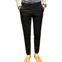 Черные мужские штаны s Мужская, в деловом, повседневном стиле брюки темно-синий мужской штаны Размеры 28-36