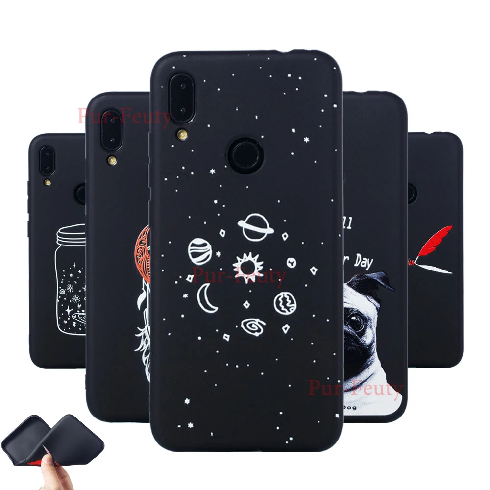 Чехол для Xiaomi Redmi Note 7 M1901F7G черный мягкий силиконовый милый модный чехол из ТПУ с