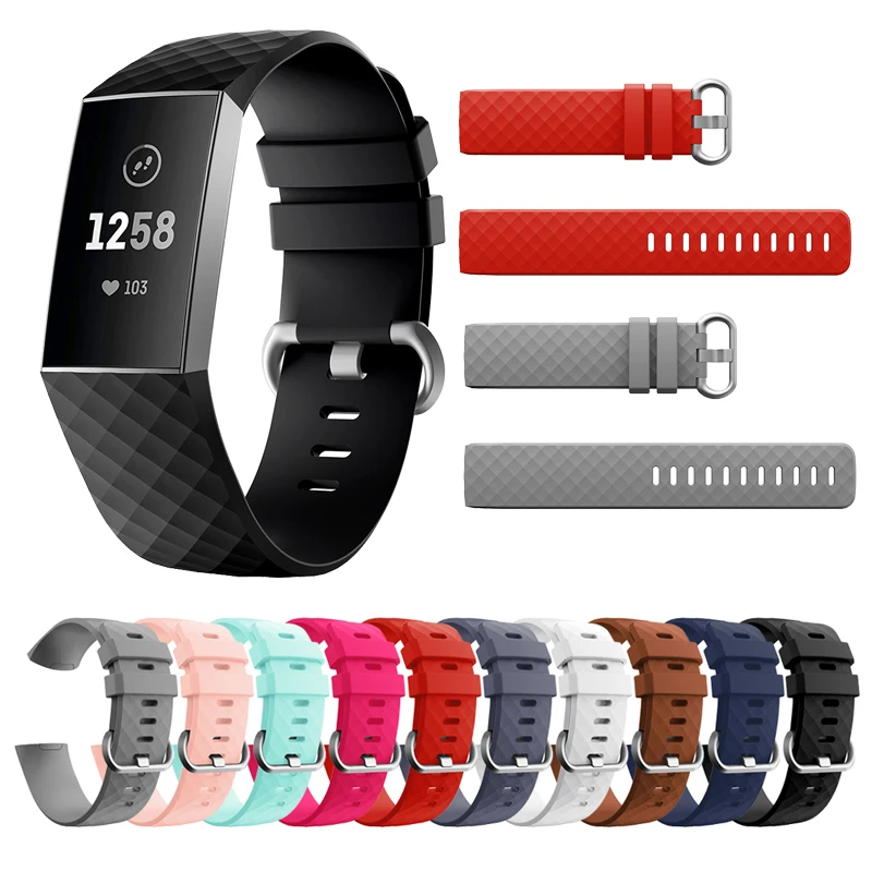 

Strap for Fitbit Charge 3 Silicone Band Replacement Wrist Strap for Fitbit Charge3 Smart Band Accessories Belt Metal Buckle
