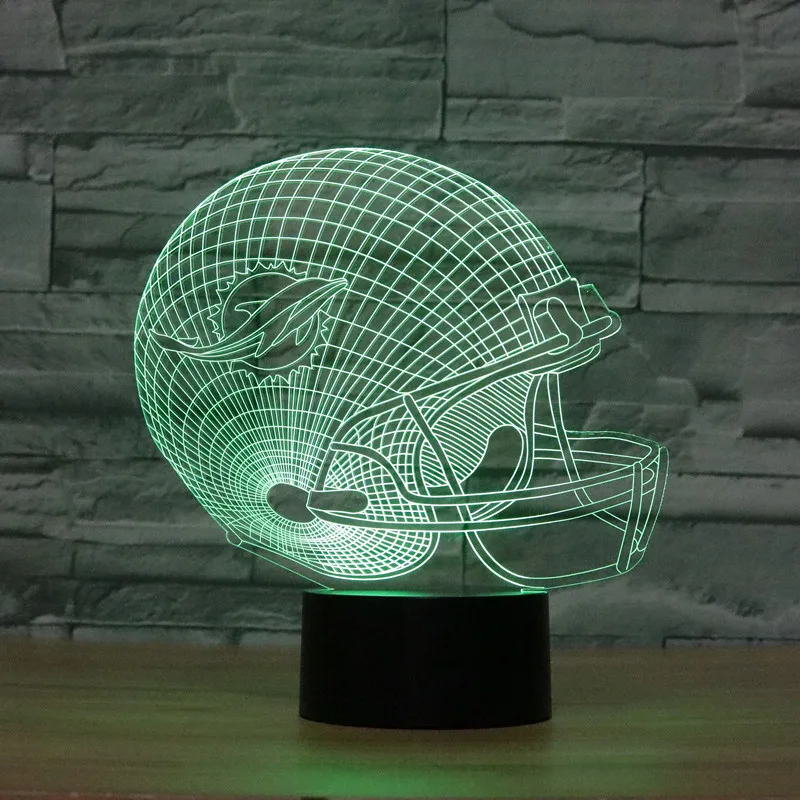 

3D led Optical Illusion Lamp Miami Dolphins football helmet Night lights Multicolored LED Creative Gadget Kida Kiddie Gift