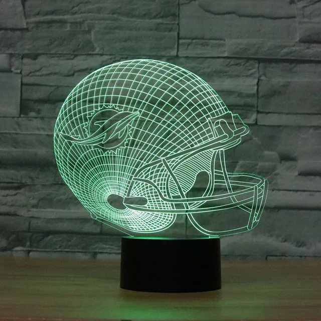 Led Optical Illusion Lamp Nfl Miami Dolphins Football Helmet Led Optical Illusion Lamp Nfl Miami Dolphins Football Helmet Night Lights Multicolored Creative Gadget