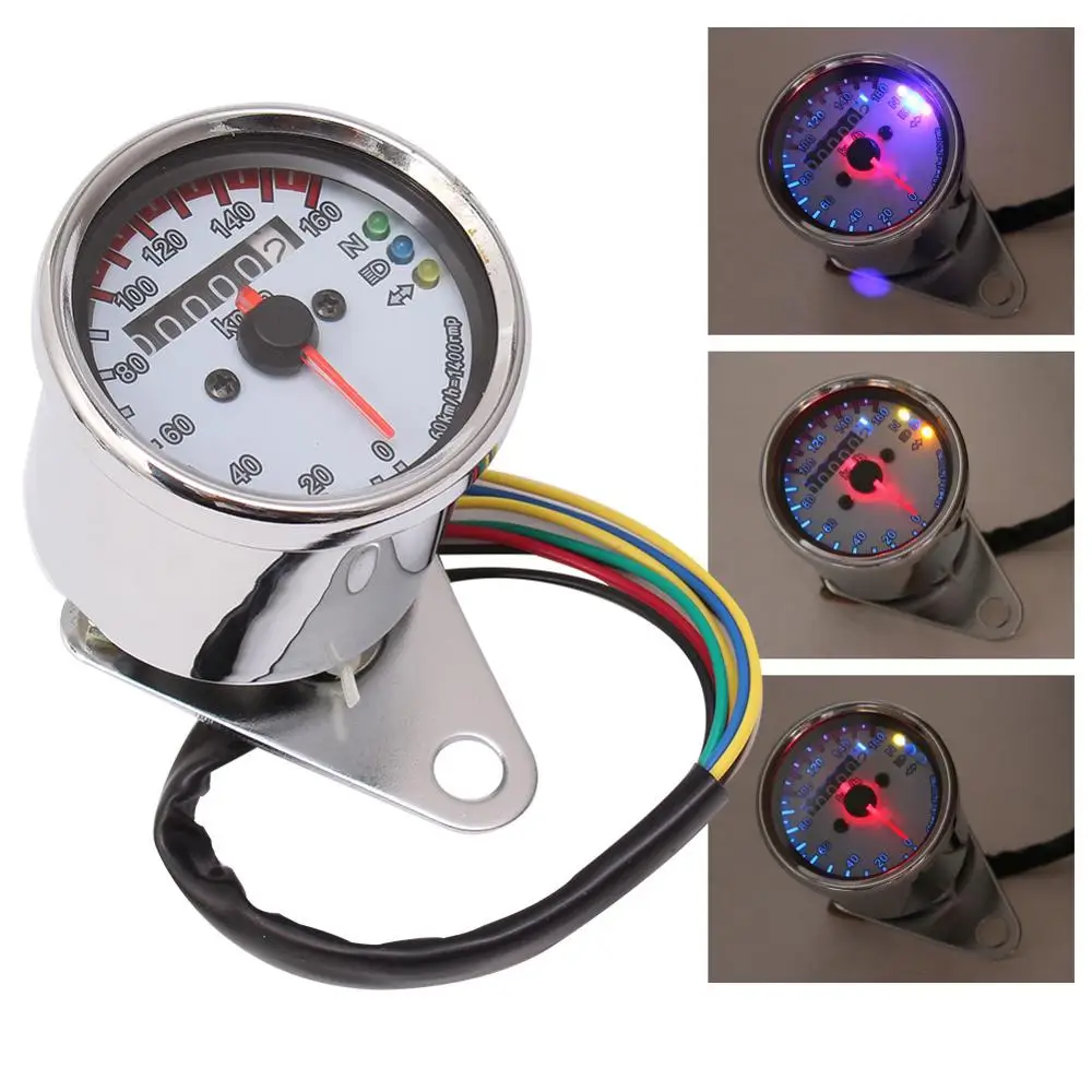 

Universal Motorcycle Speedometer Odometer 12V Motorcycle Dual Speed Meter with LED Indicator Speedometer Motorcycle