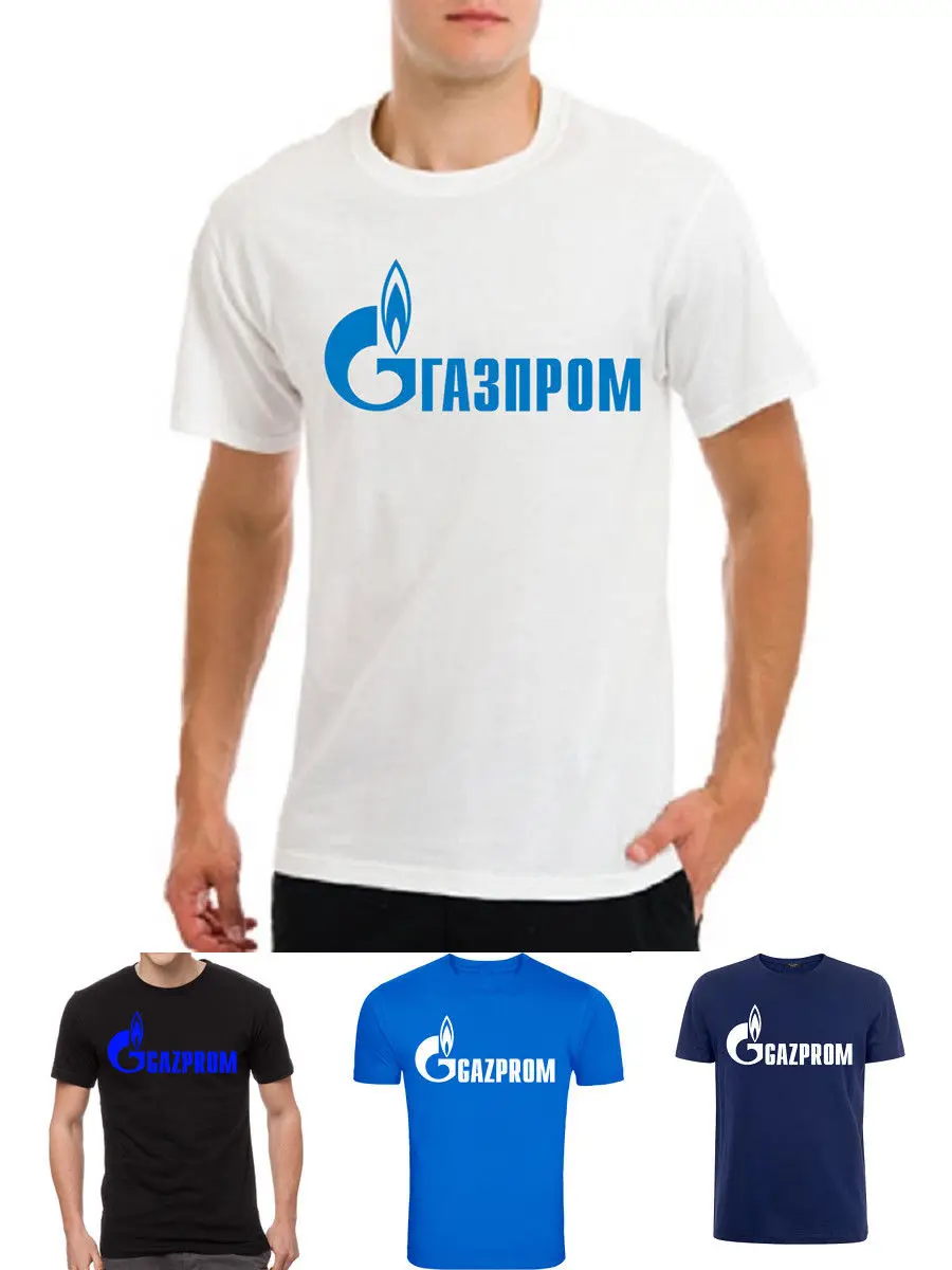 Мужская белая футболка с логотипом GAZPROM и надписью Vladimir Putin для России новые
