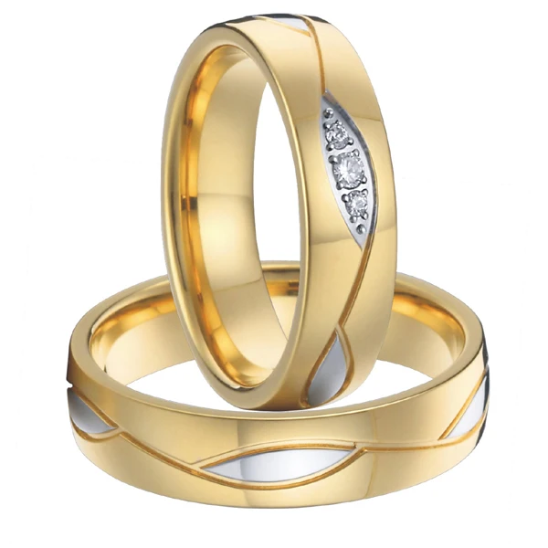 1 pair high end luxury handmade custom gold color health surgical titanium steel fashion weddin rings - Wedding Rings Sets Cheap 1 pair high end luxury handmade custom gold color health surgical titanium steel fashion weddin rings - Wedding Rings Sets Cheap