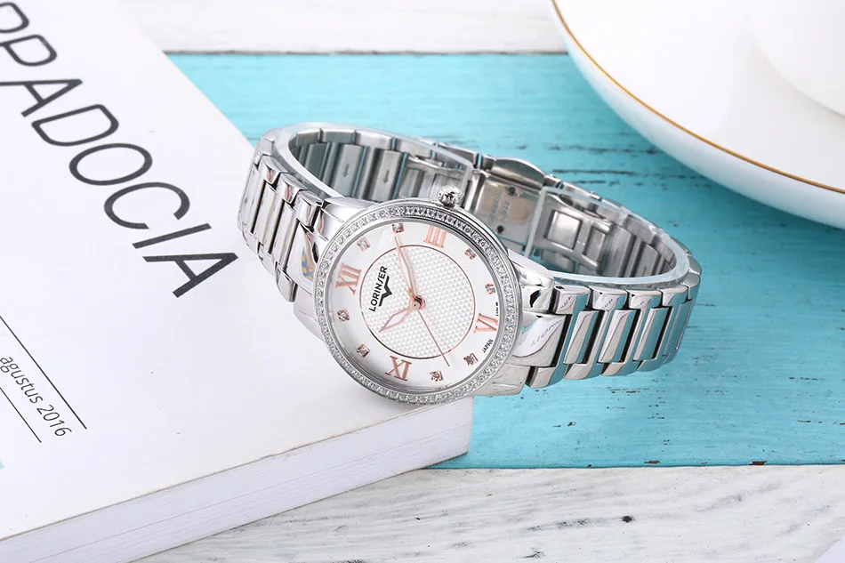 Японские кварцевые женские часы из нержавеющей стали женские часы Lorinser лучший бренд Роскошные женские наручные часы водонепроницаемые часы для женщин