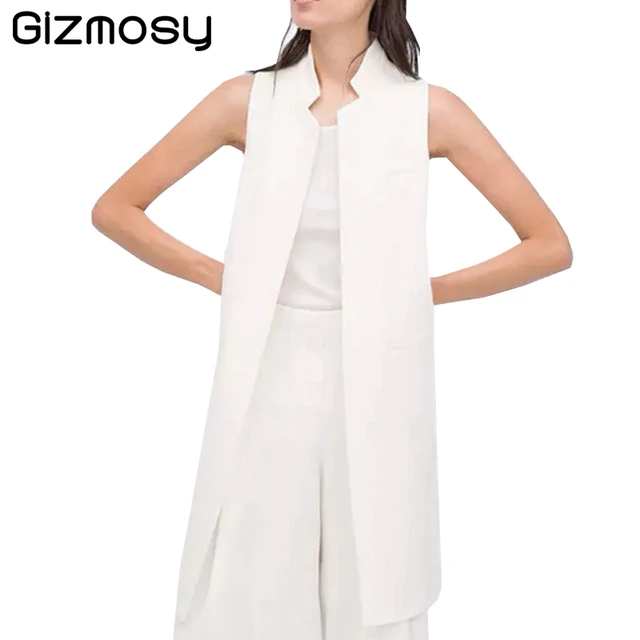 White sleeveless coat Clearance