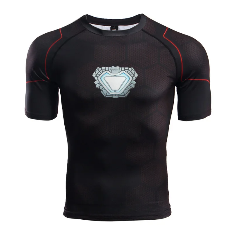

The 2018 avengers 3 iron man fitness suit sports short sleeves, comfortable stretch fabric,Selling products
