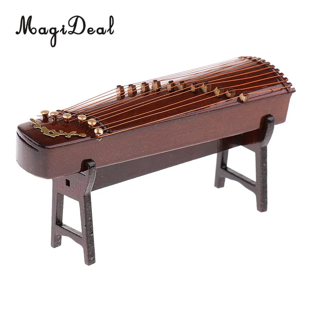 MagiDeal 1/6 Scale Realistic Zither Model Wood Military Soldier for 12 Inch Action Figure Playing Music Instrument Toys