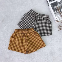 Новинка года, летние шорты для маленьких девочек и мальчиков, Короткие штаны в клетку с принтом для мальчиков и девочек, детская одежда, детские штаны