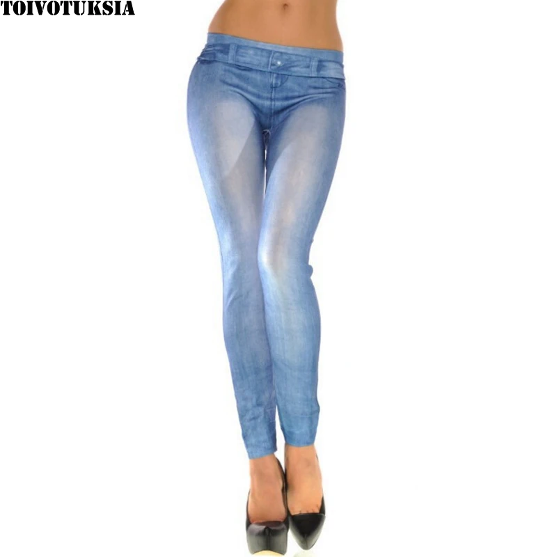 Cheap Jeggings for Seamless Women Leggings Washed Whitened Denim Jeggings
