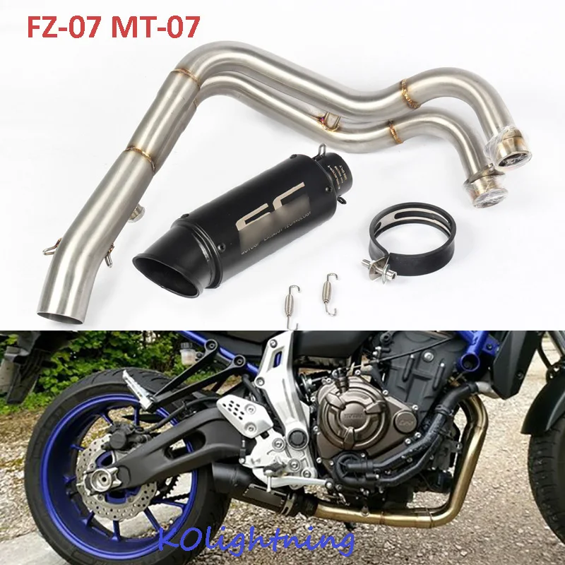 

FZ07 MT07 Motorcycle Exhaust System Front Connect Link Pipe Slip On Exhaust Tip Pipe For Yamaha FZ07 MT07